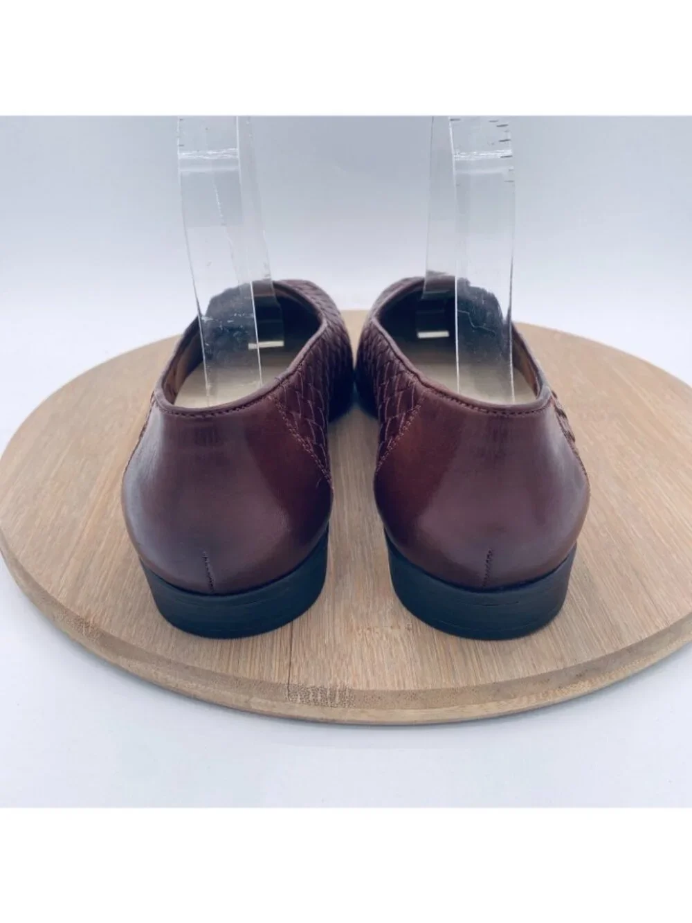Vintage G H Bass Sunjuns Shoes 9 Brown Woven Leather Loafer Flats Minimalist